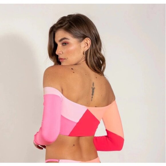 NWT OneOne Swimwear SET Bikini Gili Antonia Fernanda Pink Red NEW Long Sleeve - Picture 6 of 7
